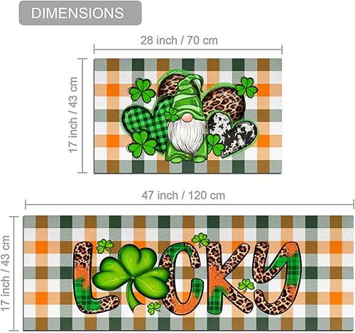 Miniatura 10 de Juego de 2 tapetes de cocina a cuadros antideslizantes y gruesos para el suelo, cómodos tapetes de pie para cocina, fregadero, oficina, lavandería