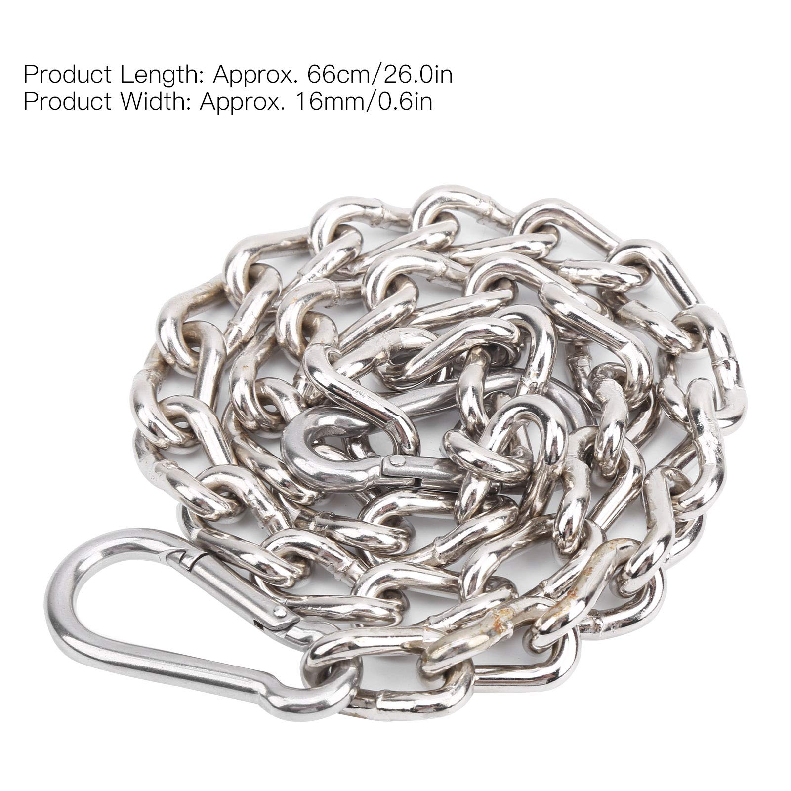 Outdoor Load?Bearing Chain,Stainless Steel-IronHanging Chain,Chain with Carabiners for Hang Chairs, Hammocks, Sandbags,15.0oz-Silvery