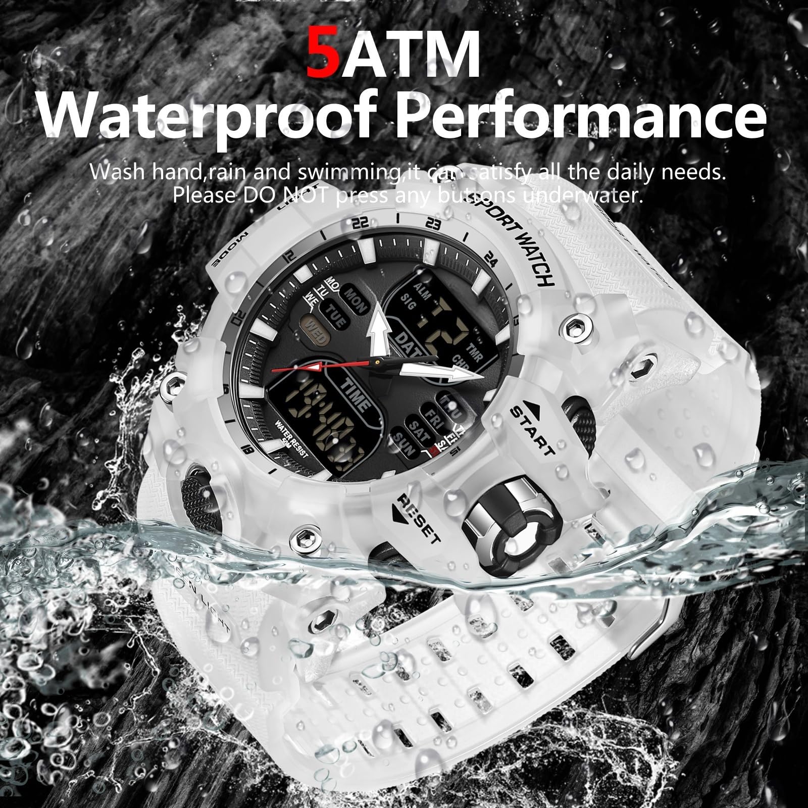 findtime Relojes para hombre digital transparente azul reloj de pulsera para hombres jóvenes diseño táctico militar único con temporizador LED pulsera de silicona