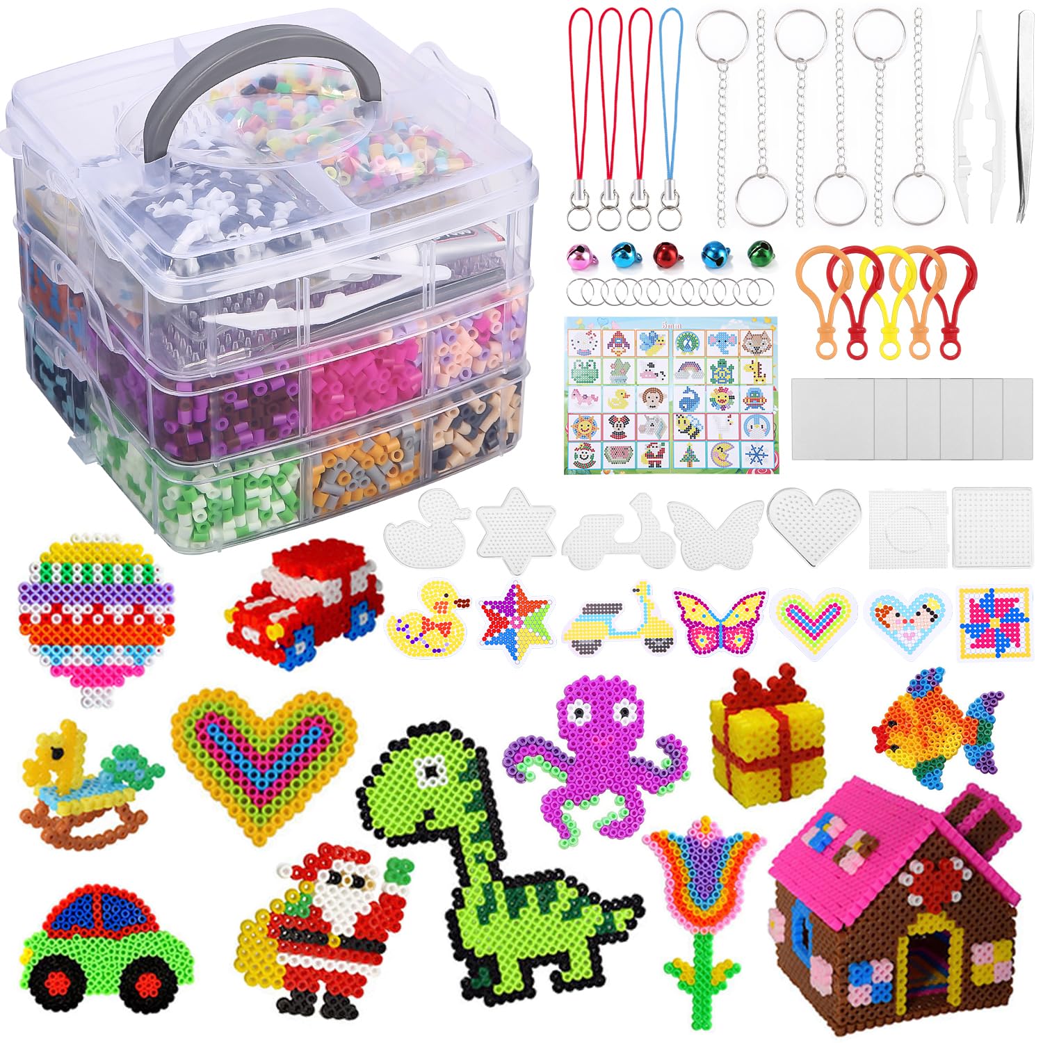 Set De 11.000 Cuentas Para Planchar La Manuli – 36 Colores Con Plantillas Y Llaveros – Kit DIY Mega