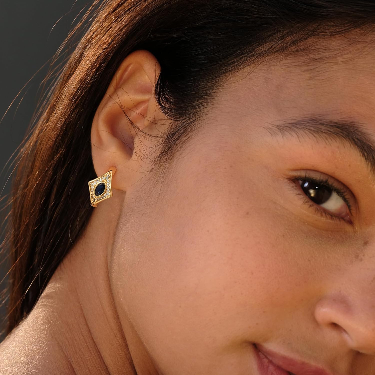 VACRONA Gold Hoop Earrings for Women | 14K Gold Plated 925 Sterling Silver Posts Blue CZ Red Cubic Zirconia Lightweight Trendy Huggie Hoops Earrings Gifts - Image 4