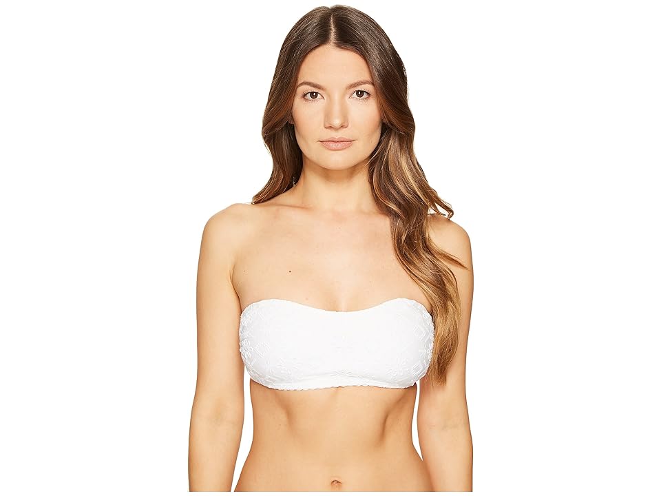 

Kate Spade New York Half Moon Bay #58 Bandeau Bikini Top w/ Removable Soft Cups and Halter Straps (White) Women's Swimwear