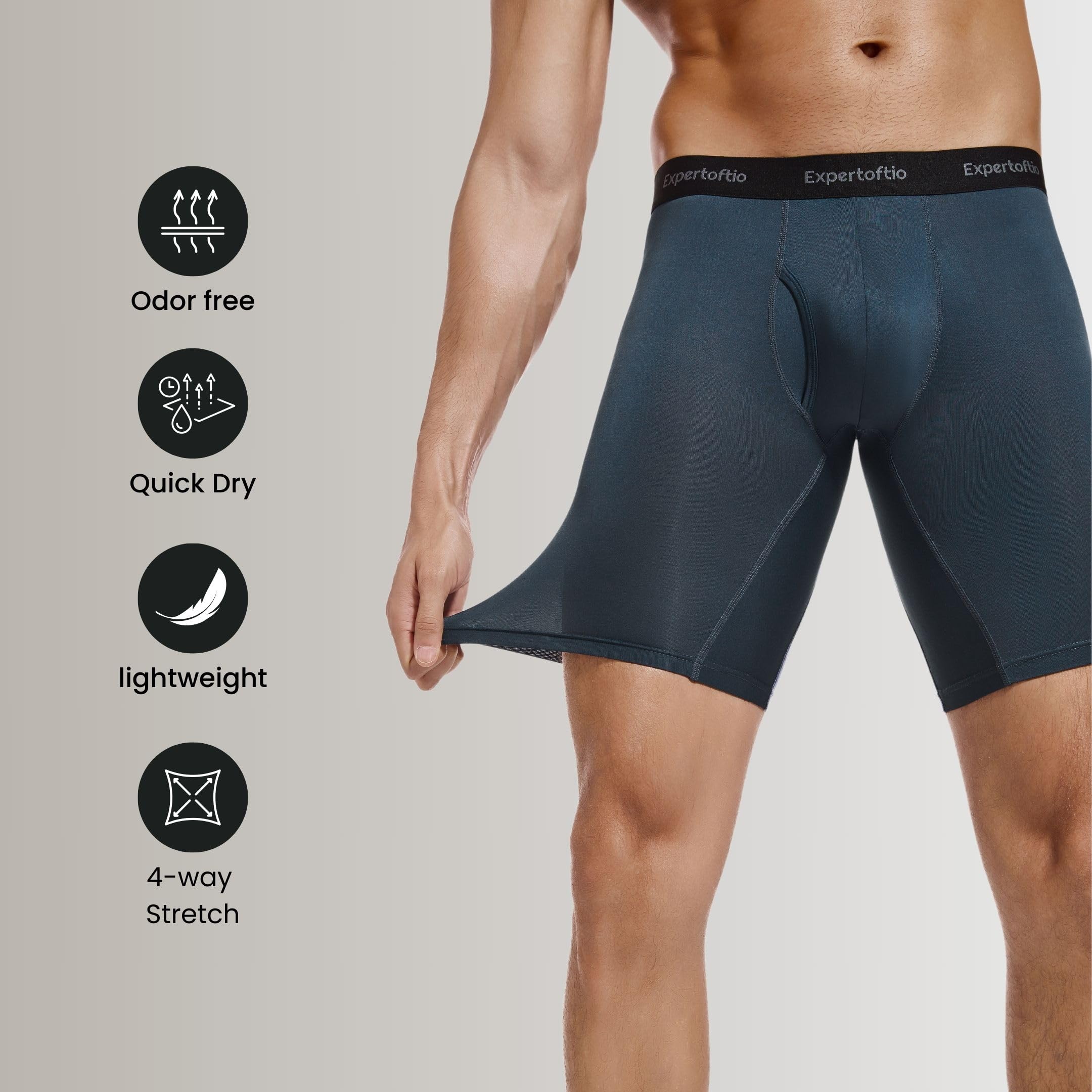 Schnell Trocknende Boxershorts Herren Lang Kompressionsshorts 5er Pack Radlerhose Sport Funktionsunterwäsche Männer mit Eingriff