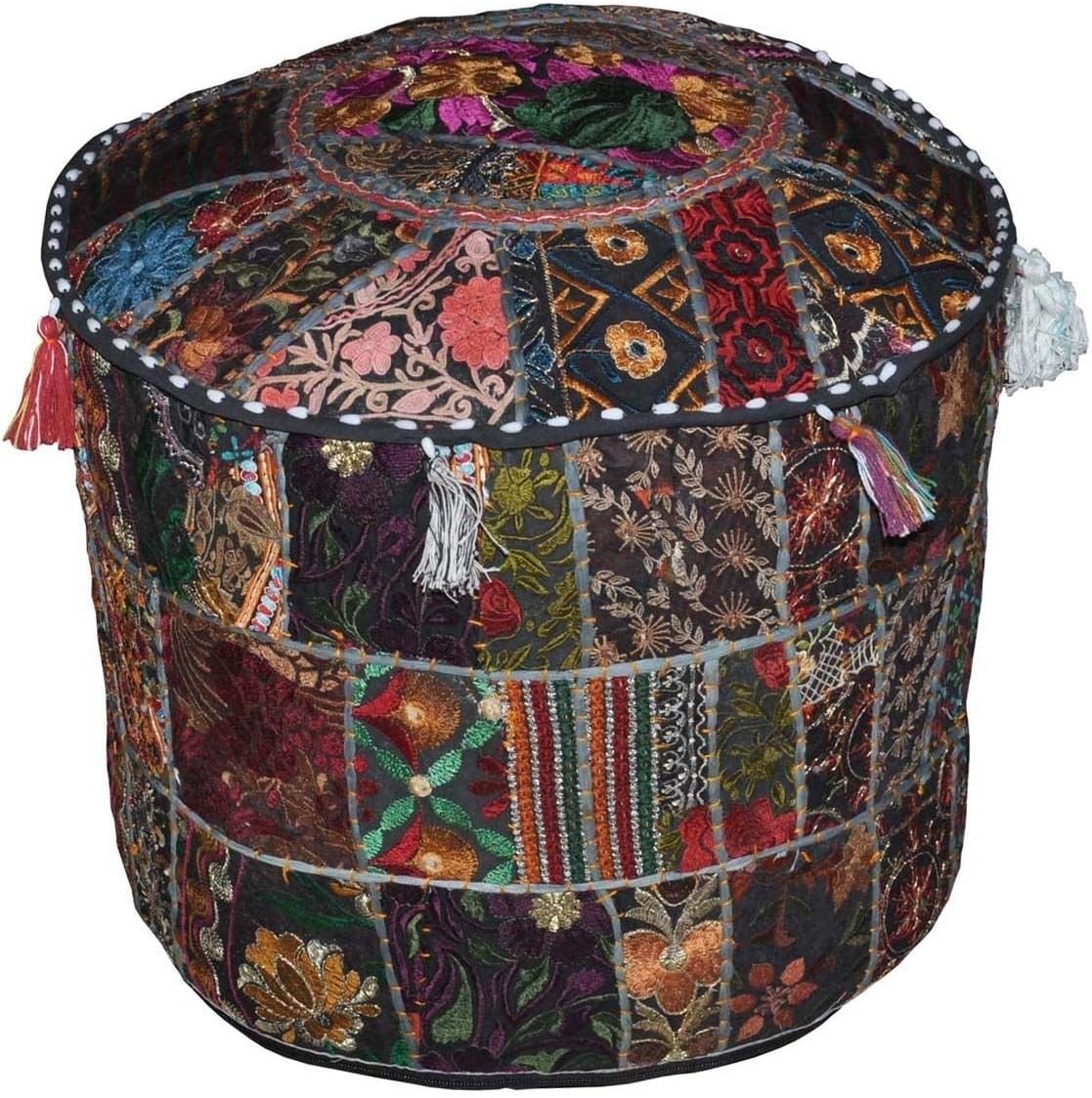 Bhagyoday Fashions Bohemian Indian Pouf Ottoman Patchwork