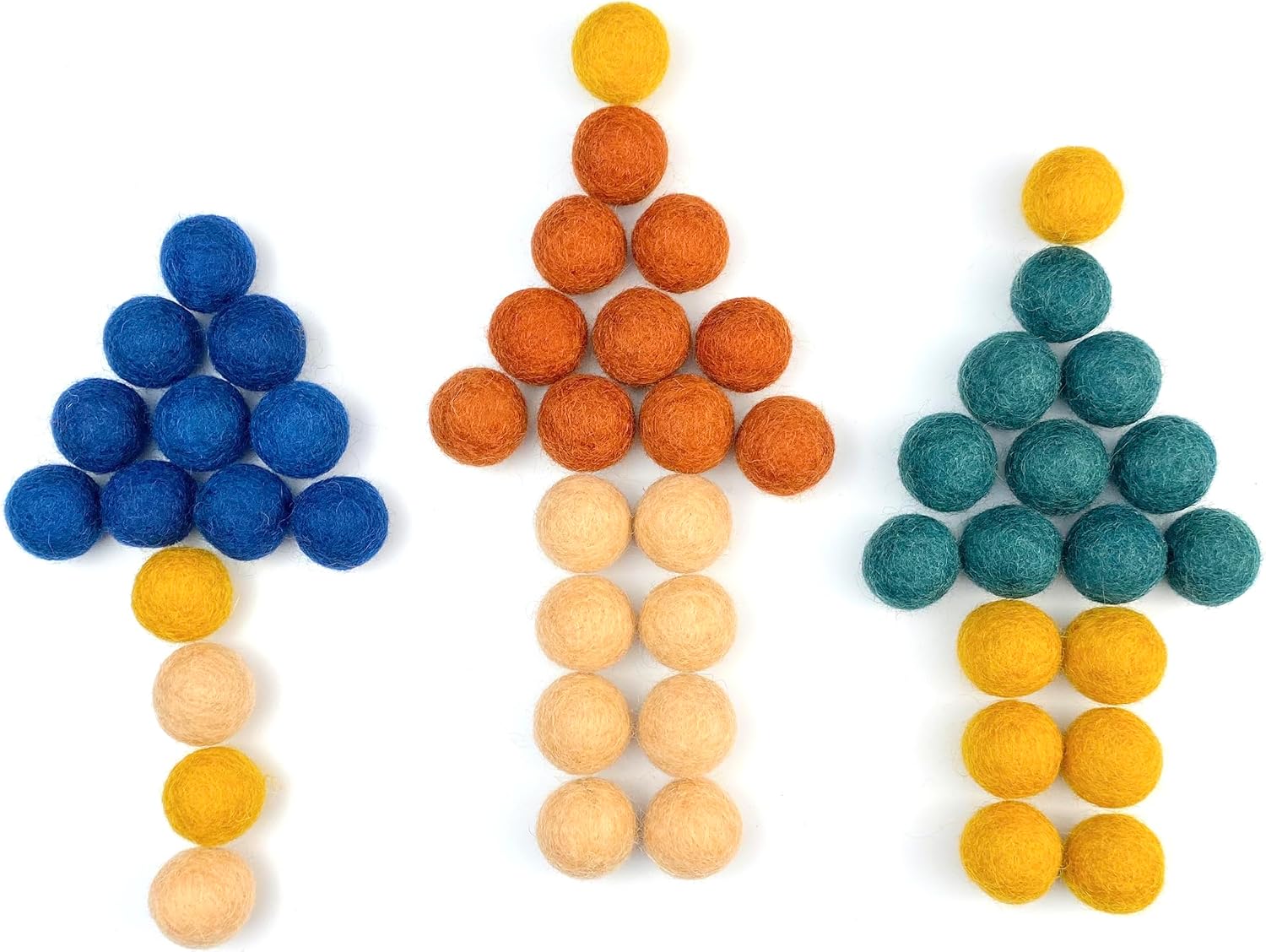 Wildflower by hu hands Wool Felt Balls | (50) Pom Poms Hand Felted in Nepal from 100% NZ Wool for Crafts, Garland, Felting, Decor | .8-1 Inch Pompoms | Muslin Bag Included (Woodland)