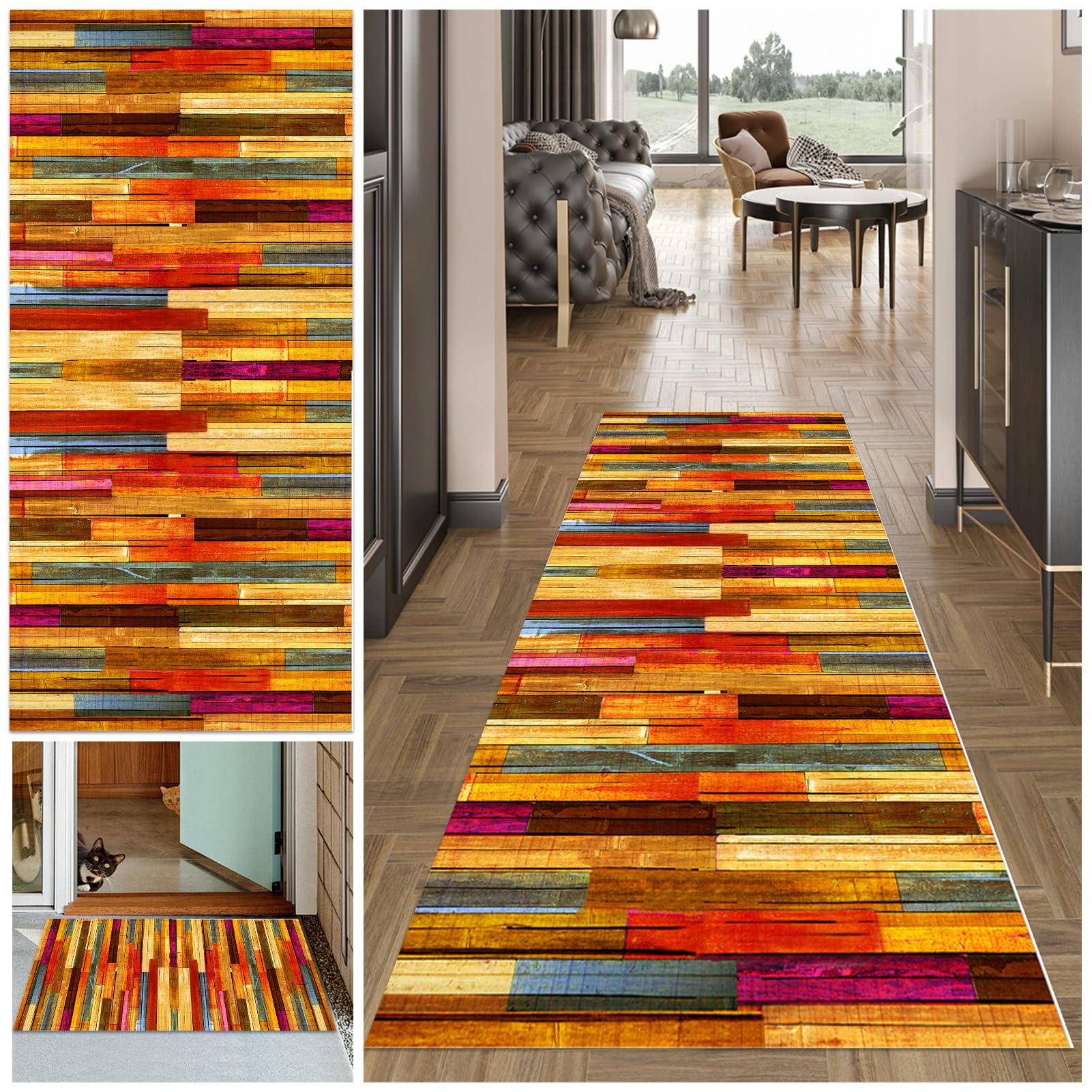 Carpet Runners for Hallways 60 x 80 cm Non Slip Carpet Runner Absorbent Carpet Floor Mat Machine Washable Kitchen Runner Rug Long Hallway Hall Runner Narrow Rugs Area Rug Runner Rug for Hallway