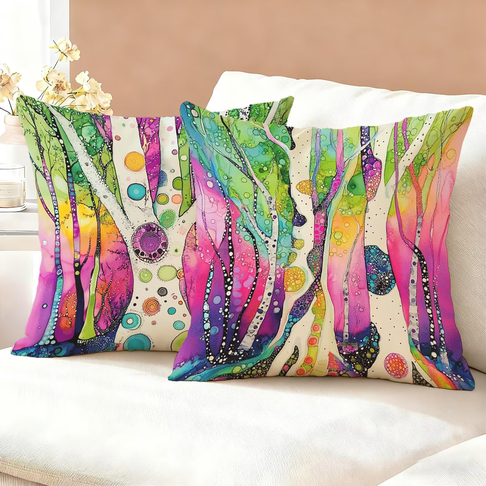 Abstrakcyjne poszewki na poduszki 80 cm x 80 cm, 2 szt., aksamitne, dwustronne, trwałe, można prać w pralce, do salonu, odświeżania, idealna dekoracja domu, prezenty K6-176