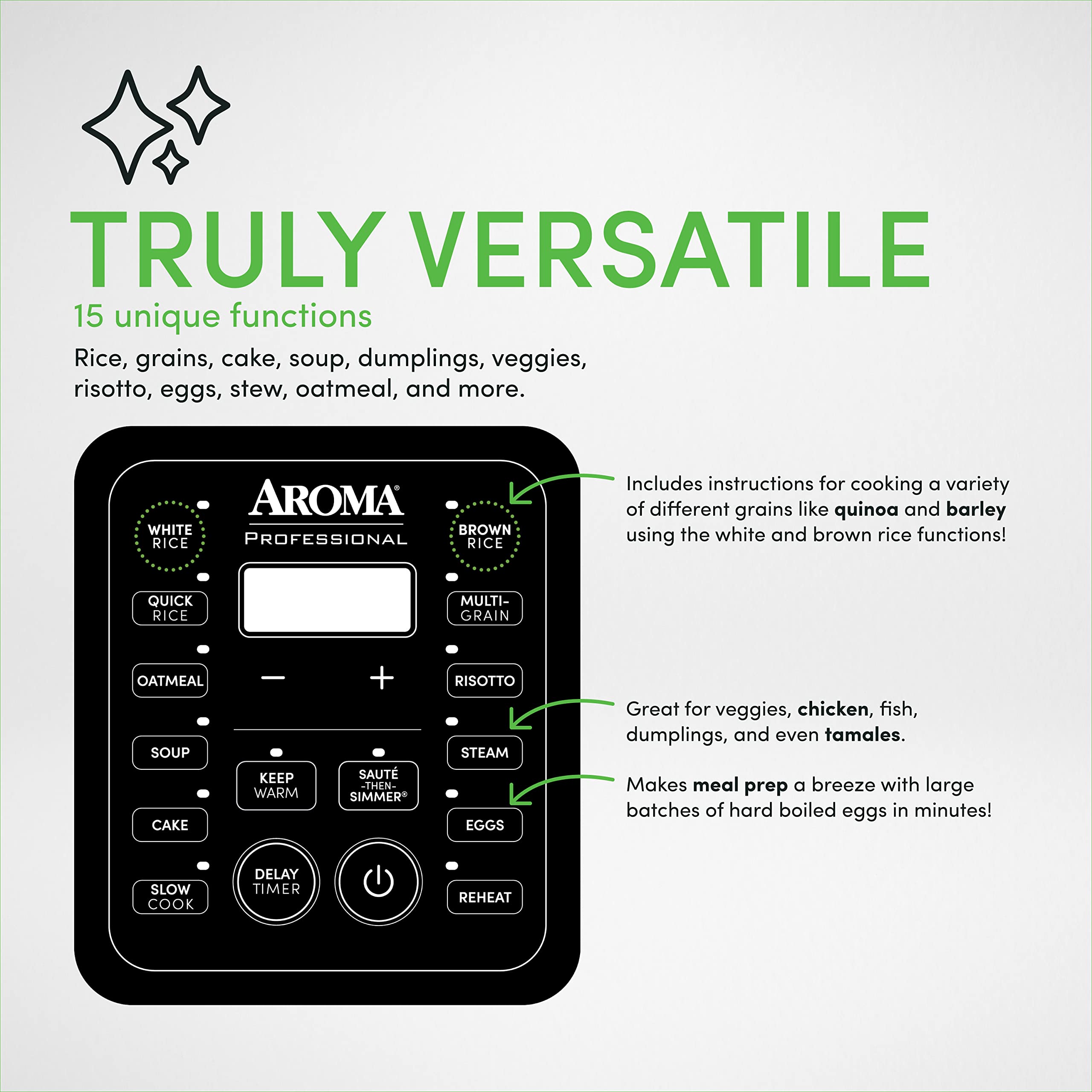 Aroma Housewares ARC-5200SB 2O2O Model Rice & Grain Cooker, Sauté, Slow Cook, Steam, Stew, Oatmeal, Risotto, Soup, 20 Cup 10 Cup uncooked, Stainless Steel