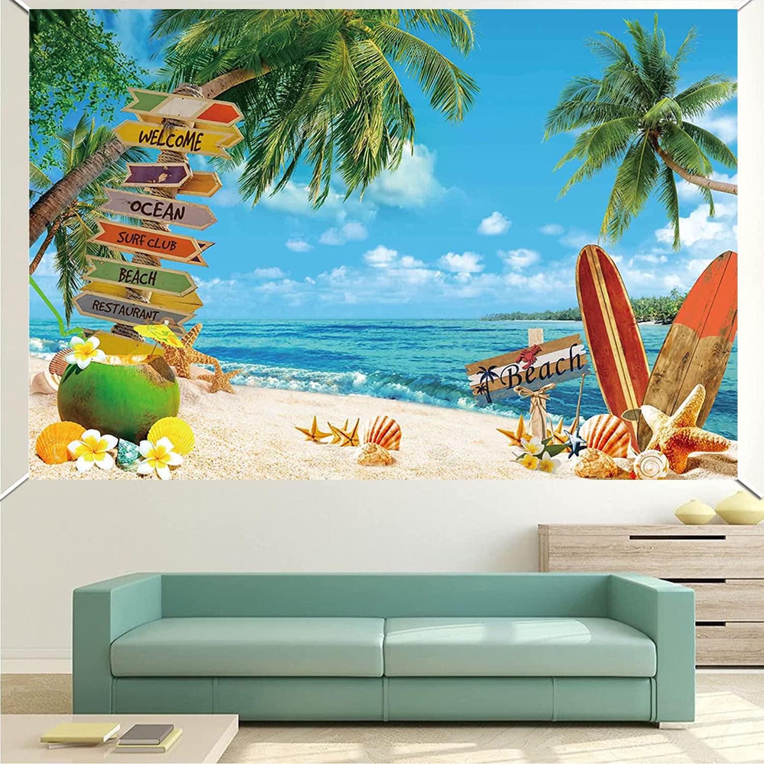 Fotohintergrund Hawaii Strand - 243,8 X 182,9 Cm, Vinyl, Für Sommer-Partys, Foto-Shootings & Deko