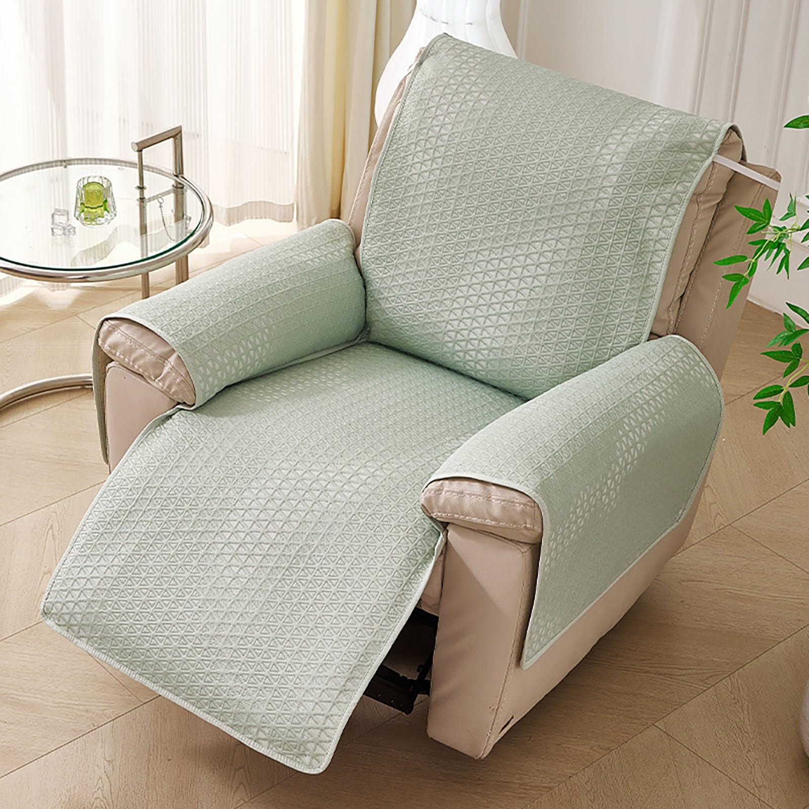 Funda Refrescante para Sillón Reclinable con Correas Elásticas, Funda Impermeable Antideslizante para Sofá y Sillón, Protector de Muebles Transpirable y Lavable, Apto para Mascotas(Gray,60x195cm)