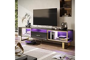 Bestier Black and Gold TV Stand for Living Room