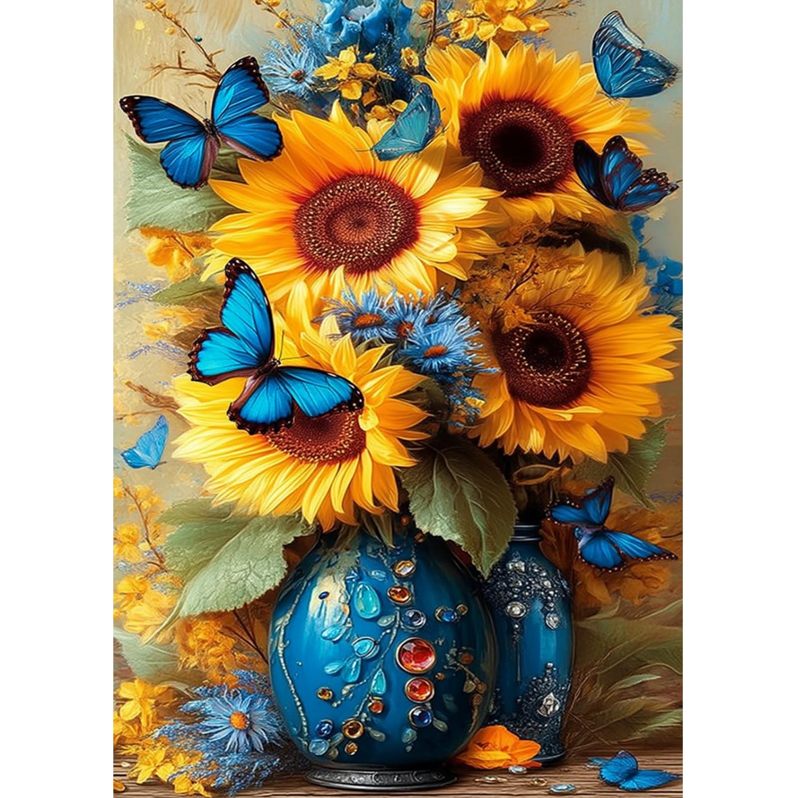 Lxmsja Diamond Art Sunflower Kits Adults Beginners, 5D Diamond Painting Flowers Kits, DIY Full Drill Diamond Painting Embroidery Crystal Gem Art Kits for Home Wall Decor Gifts, 30x40cm