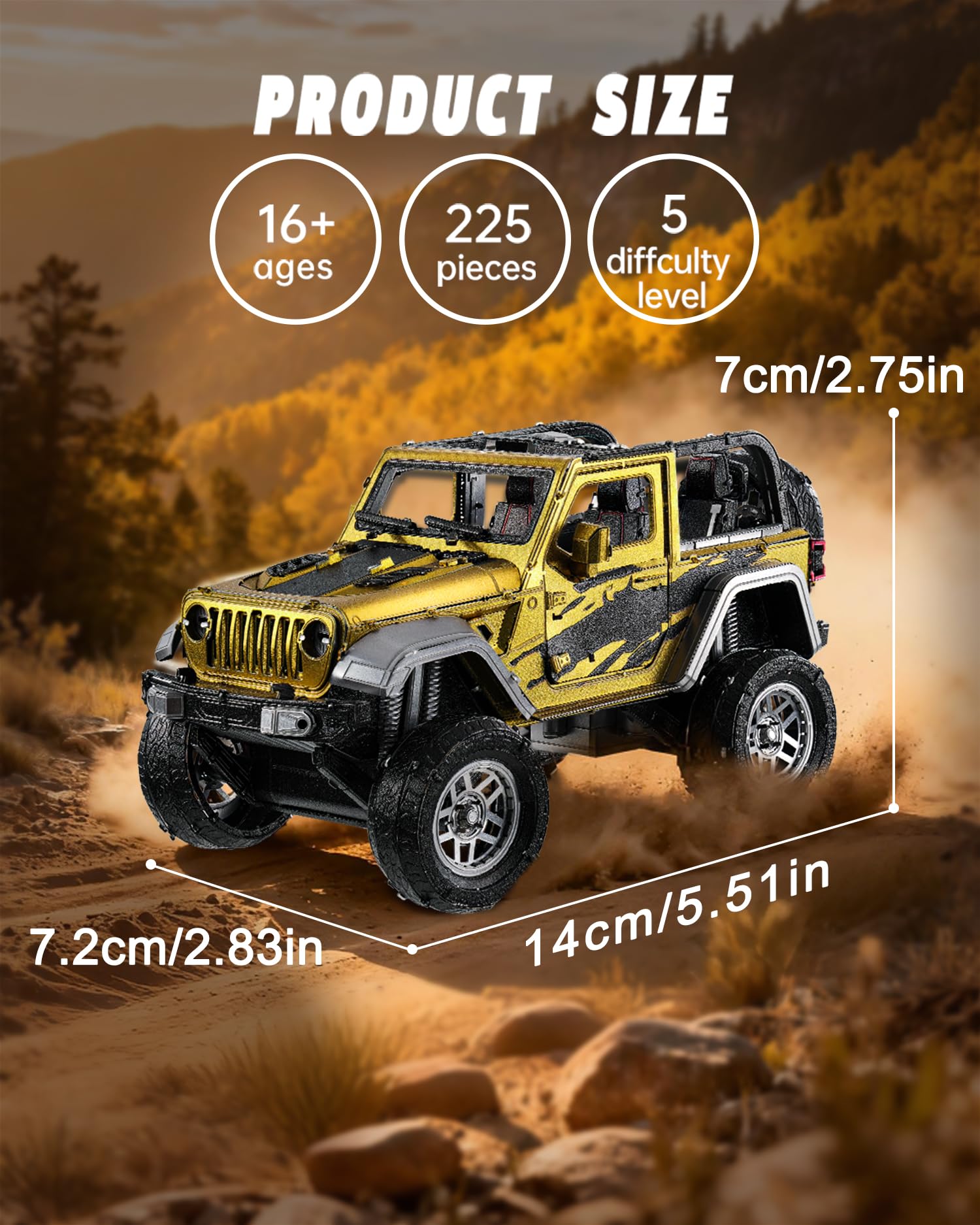 Piececool Metal 3D Puzzle Off-Road Vehicle, High difficulty Model Kits for Adults to Build 304 Stainless Steel - Image 3