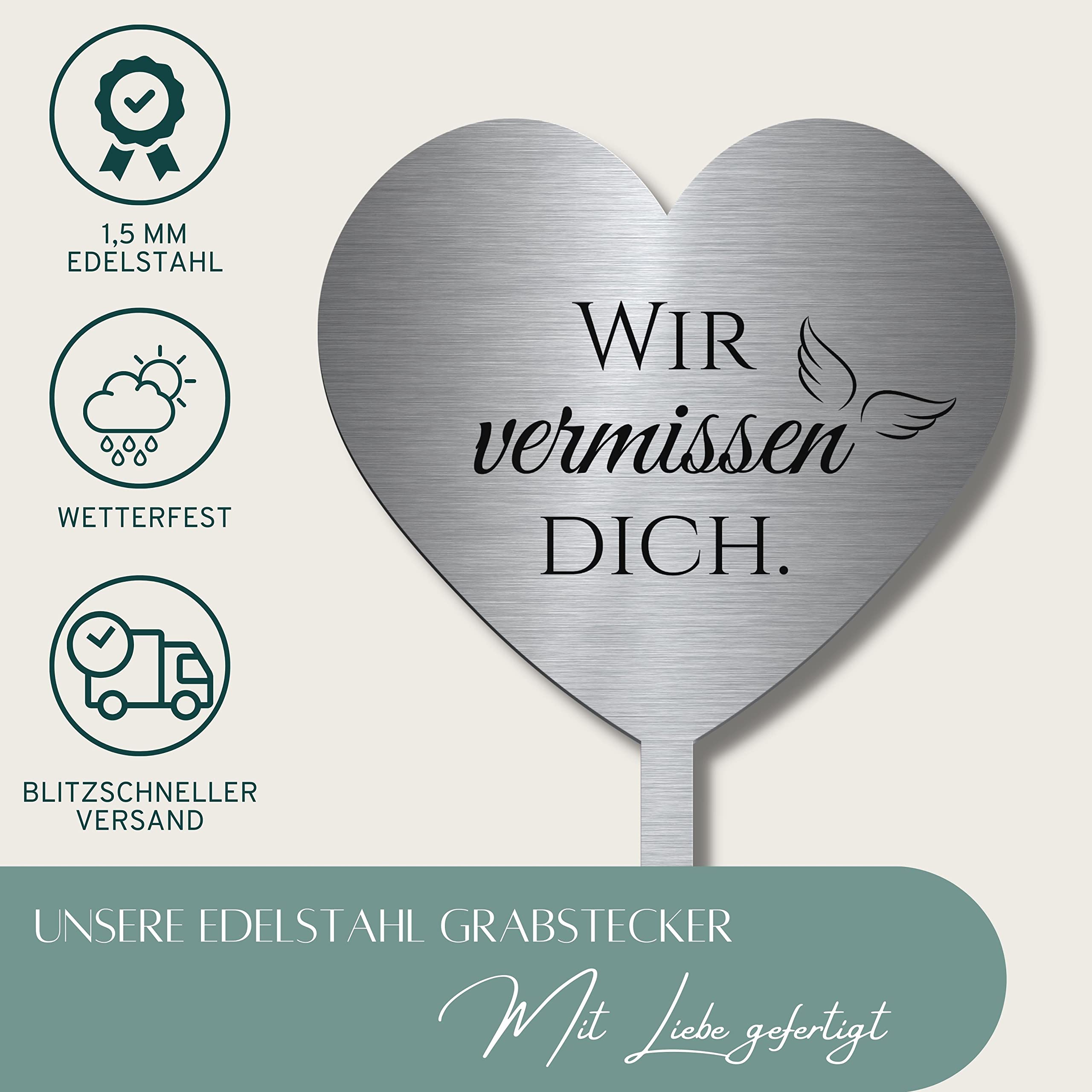 CHRISCK design Grabstecker wetterfest Edelstahl Sternschnuppe | Individuell gestalten mit Trauerspruch oder Namen | zB Grabgestecke für Urnengrab oder Sternenkinder Grabschmuck