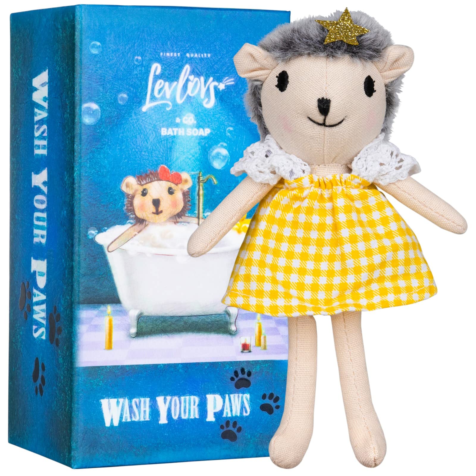 LEVLOVS Hedgehog in a bar soap Box Toy Baby Registry Animal Doll (Hedgehog)