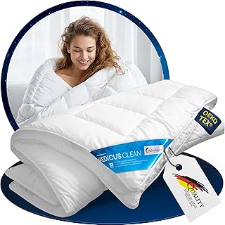 Schlafmond Medicus Clean Allergiker Sommerdecke 155x220 cm - Atmungsaktive Bettdecke 155x220 - Premium Sommer Bettdecke aus Baumwolle - Made in Germany
