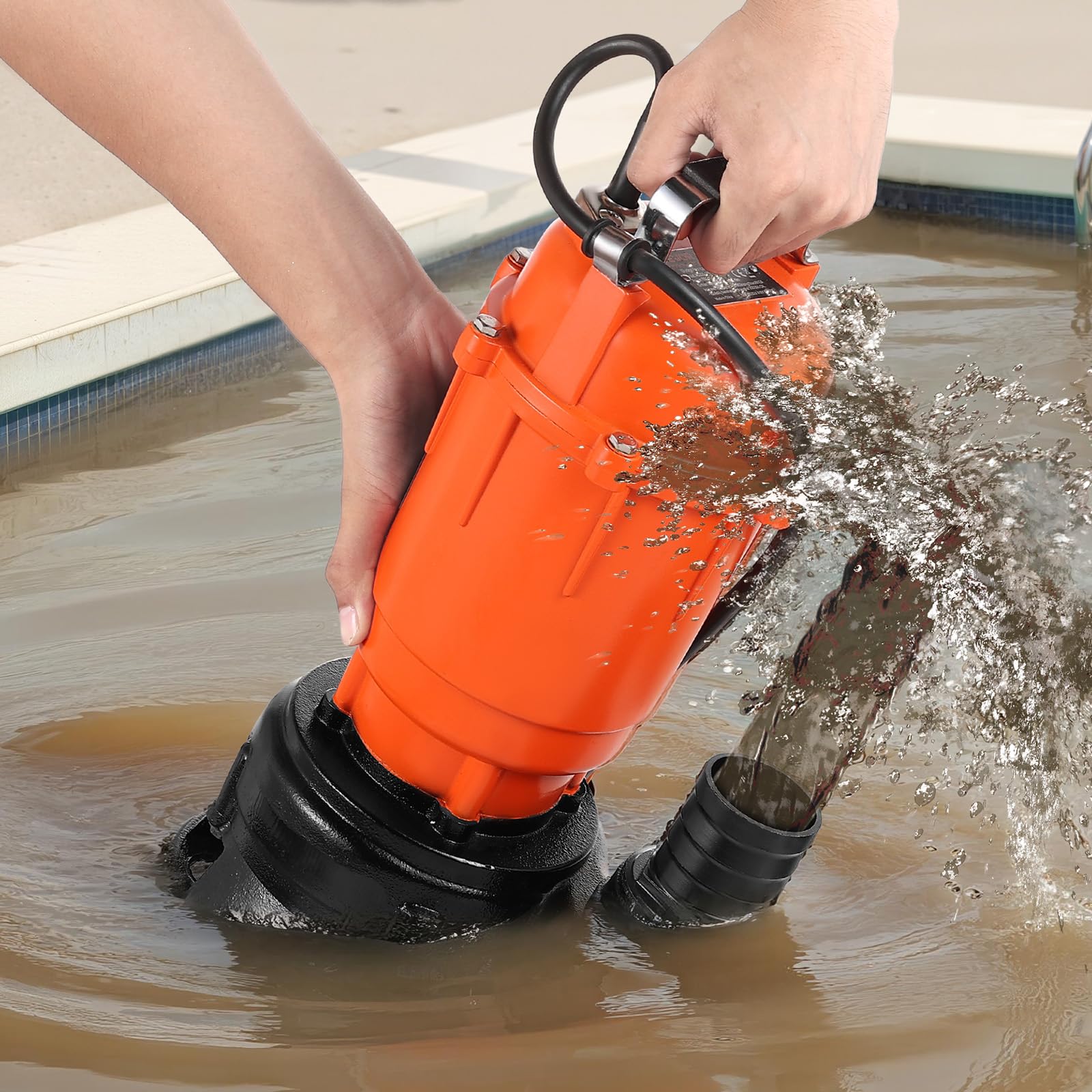 VEVOR 550W Tauchpumpe, 18000l/h, Gusseisen-Schmutzwasserpumpe mit 5,08cm Auslass, 10m max. Förderhöhe, zum Abpumpen von Schmutzwasser, für Pools, Gärten, Teiche, Keller & überflutete Bereiche