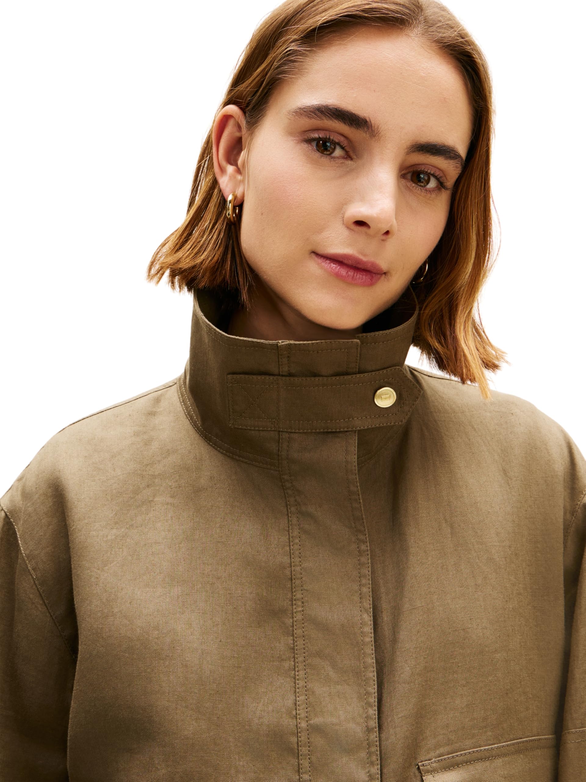 Tommy Hilfiger Linen Utility Jacket Ww0ww48616 Chaqueta bomber Mujer (Pack de 1)