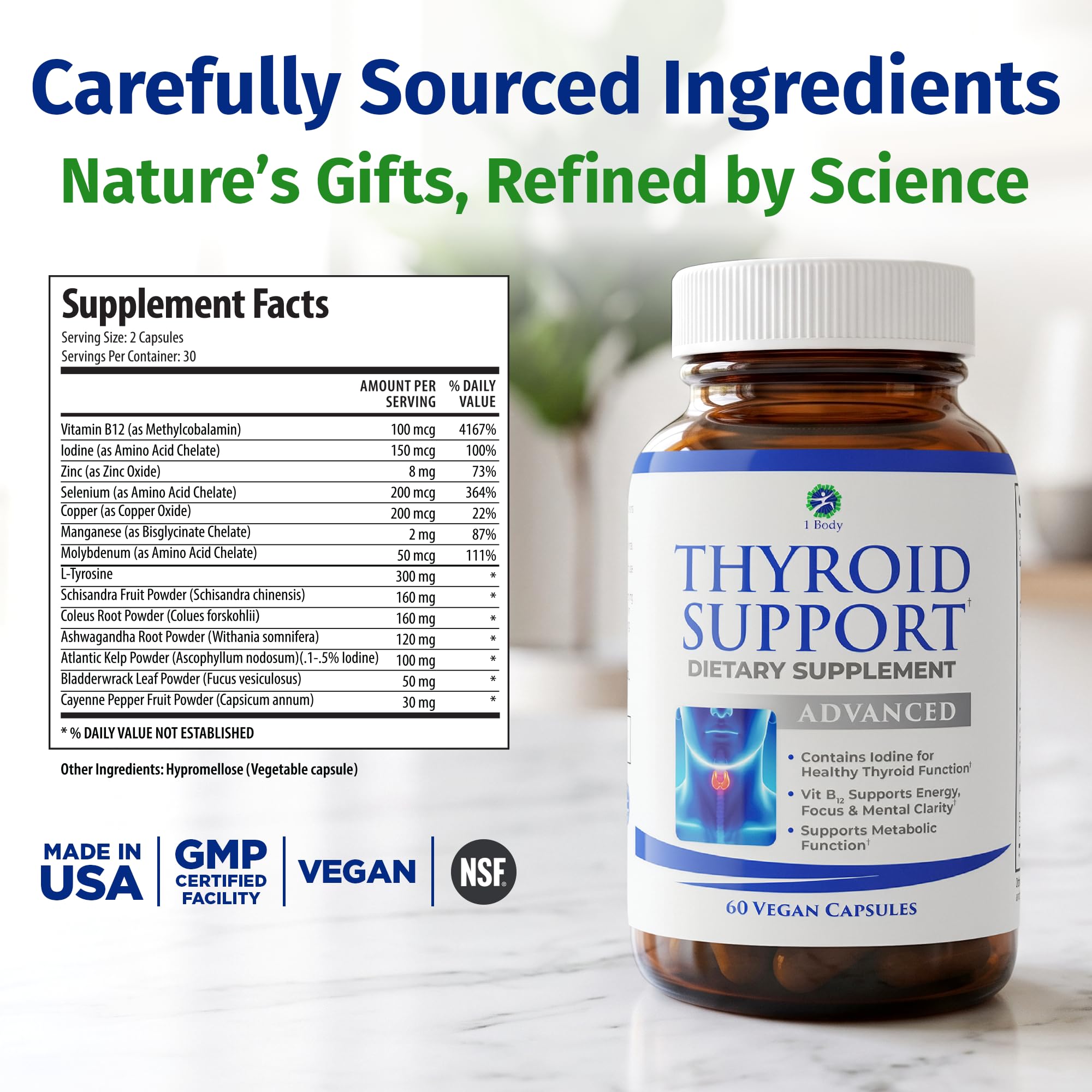1 Body Thyroid Support Formula (2 Pack) – Iodine & Selenium Supplement for Energy & Focus — Amazon image 5