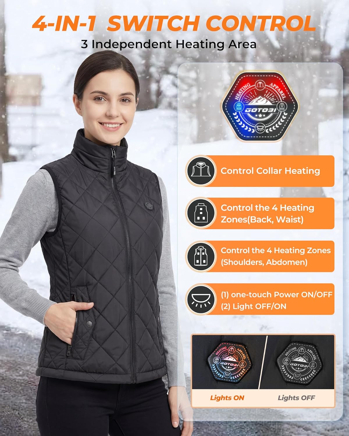 Women's Heated Vest with 16000mAh 7.4V Battery, Ergonomics Heating System, Smart Temp Control, Heated Vest for Women - Image 3