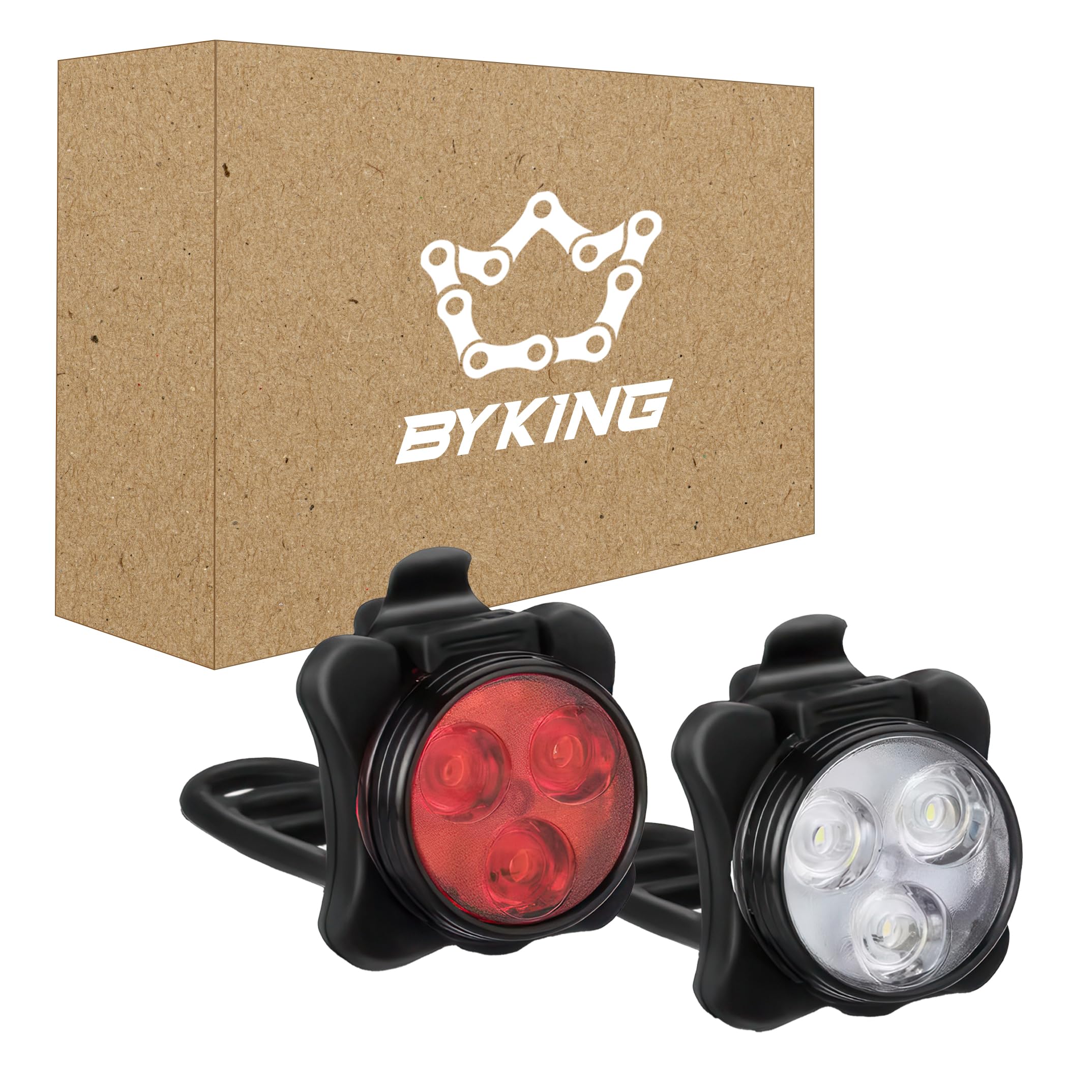 BYKING Bike Lights Front And Back, TYPE-C Rechargeable LED Bicycle Lights set For Cycling, Bicycle Front And Rear Lights, 4 Light Modes For Helmet, E-bike, Mtb, Scooter, Mountain Bike and Kids Bike...