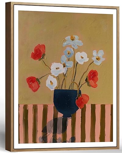 Framed Flower Vase Canvas Wall Art Modern Abstract Botanical Poster