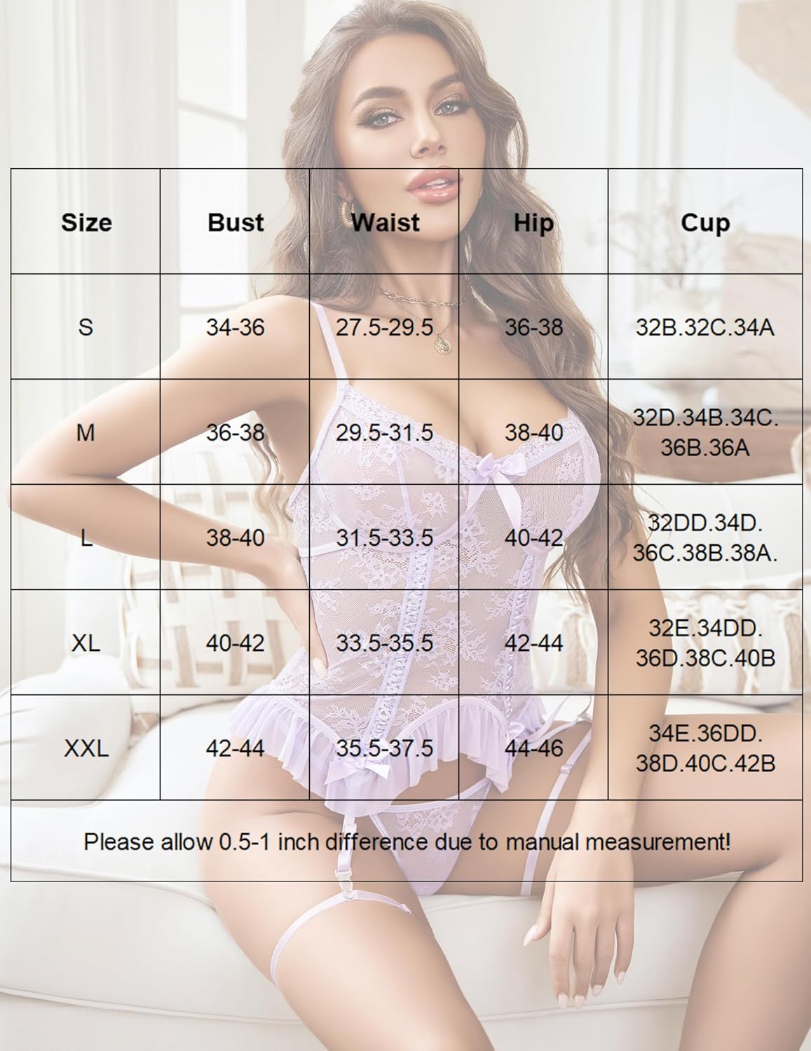 Avidlove Sexy Lingerie for Women Lace Corset and Panty Outfits Sets Push Up Babydoll With Garter Belt Rave Outfits - Image 6