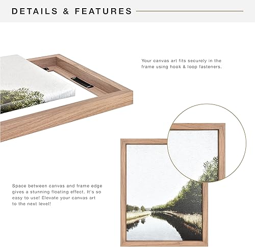 Miniatura 7 de MCS Marco de lienzo flotante, marcos de arte para pinturas en lienzo con cierres adhesivos y accesorios para colgar, veta de madera de nogal, 12 x