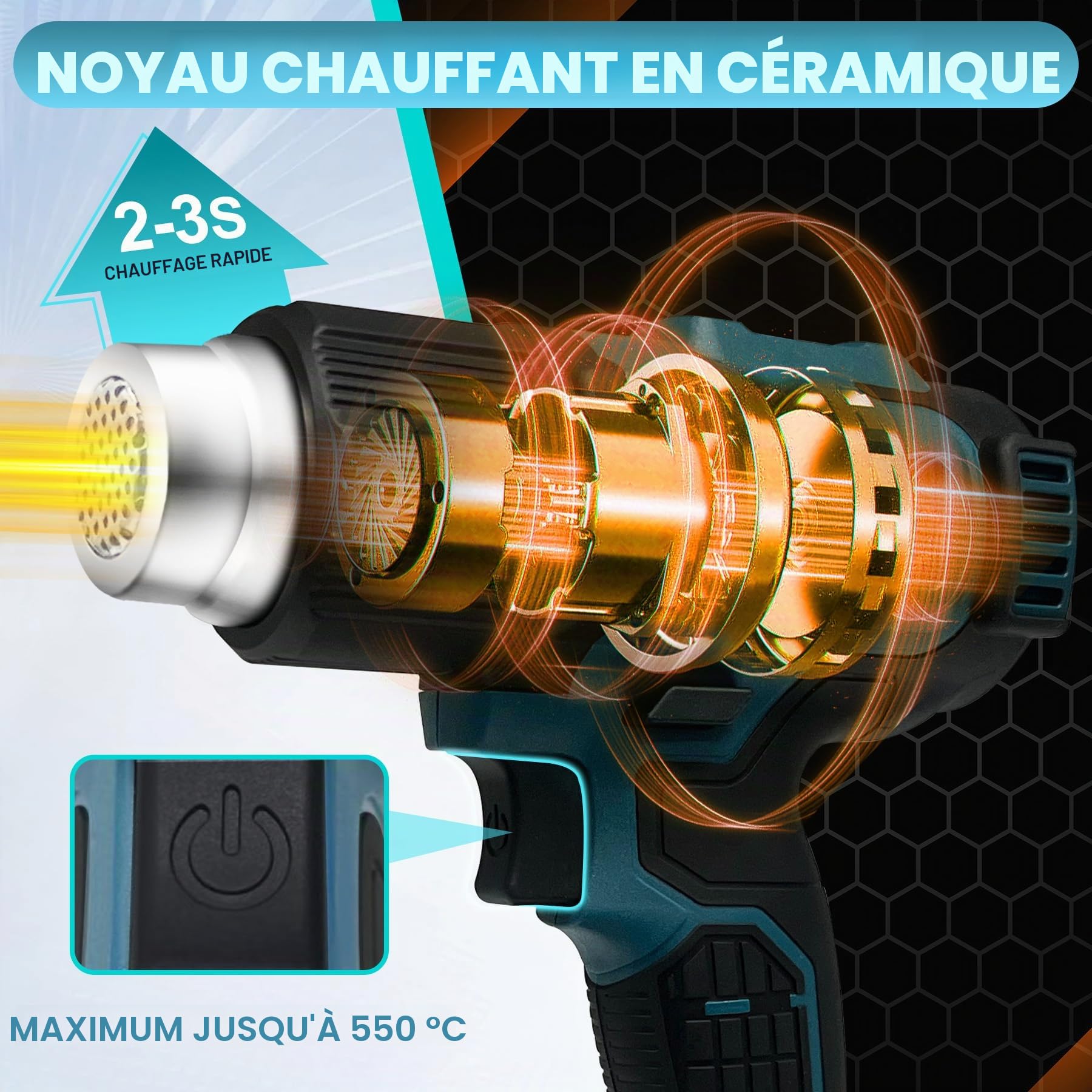 Bosch Professional 18V System Souffleur à air chaud 1022℉ avec affichage numérique LCD