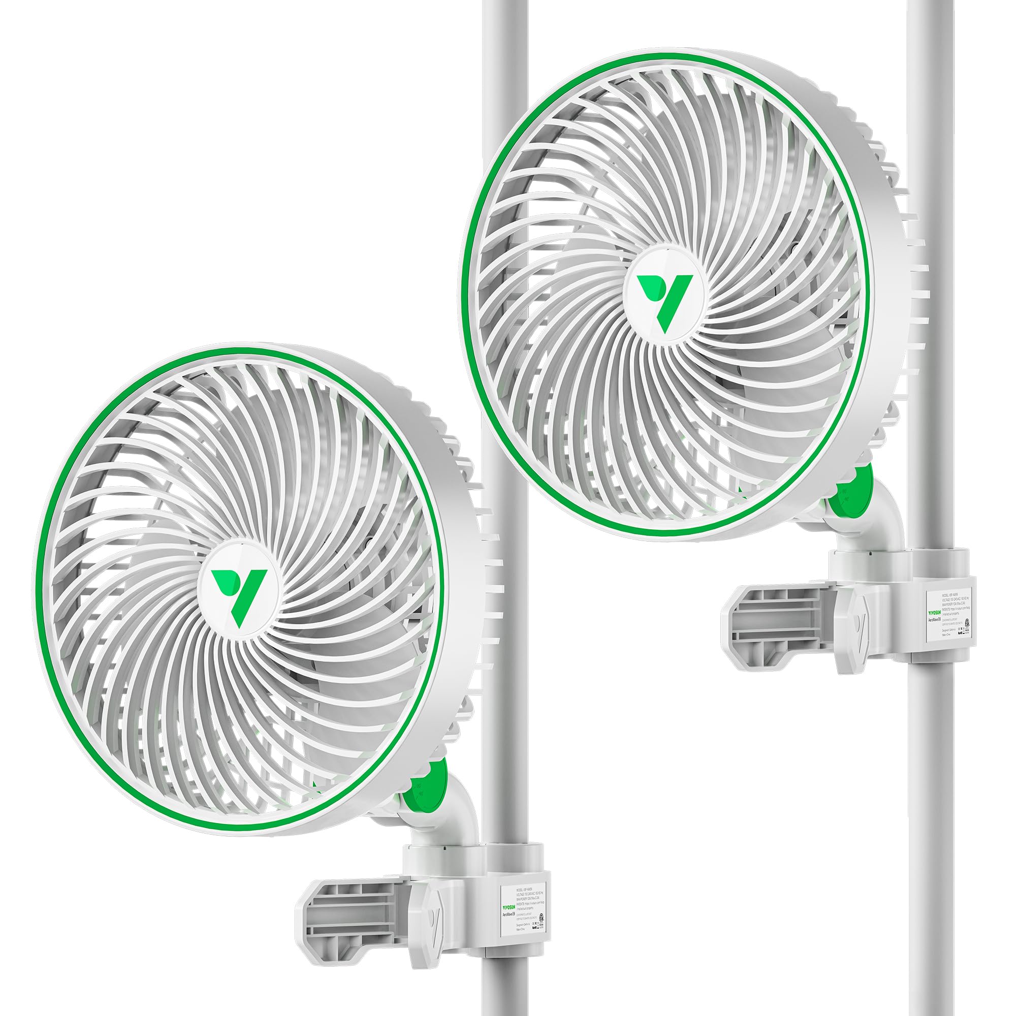 VIVOSUN 2-Pack AeroWave E6 Grow Tent Fan 6”, EC Motor, Smart Wifi Control, US Patented Auto Oscillating Clip fan, IP54, Strong Airflow but Quiet for Hydroponic Ventilation Circulation