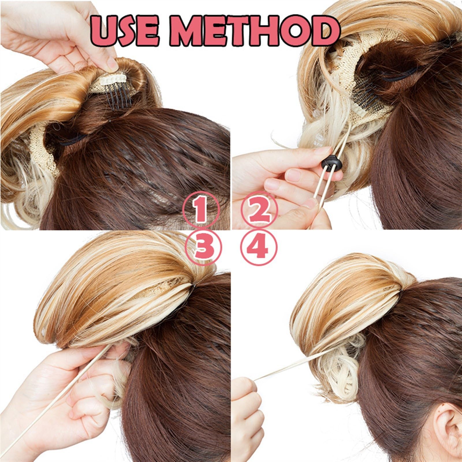Moño de pelo Moño recto sintético Moño Piezas for el cabello 6 "Extensiones de cola de caballo con cordón Clip en la extensión del cabello Moño de rosquilla resistente al calor for mujeres Piezas de m
