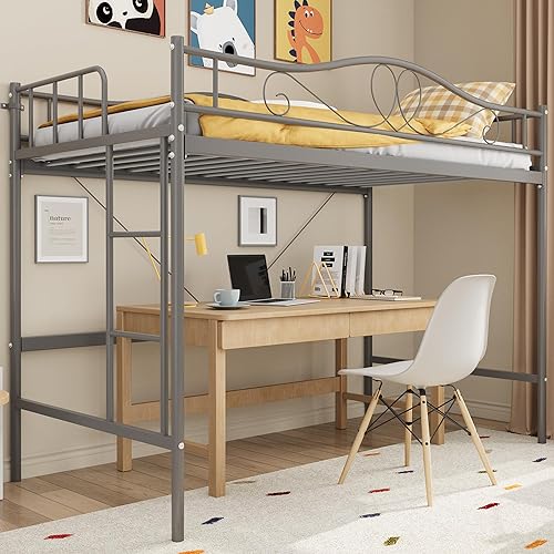 Miniatura 63 de GAOMON Marco de cama de hierro moderno y elegante con cabecera y estribo, estructura de soporte firme, marco de cama de plataforma de metal, no