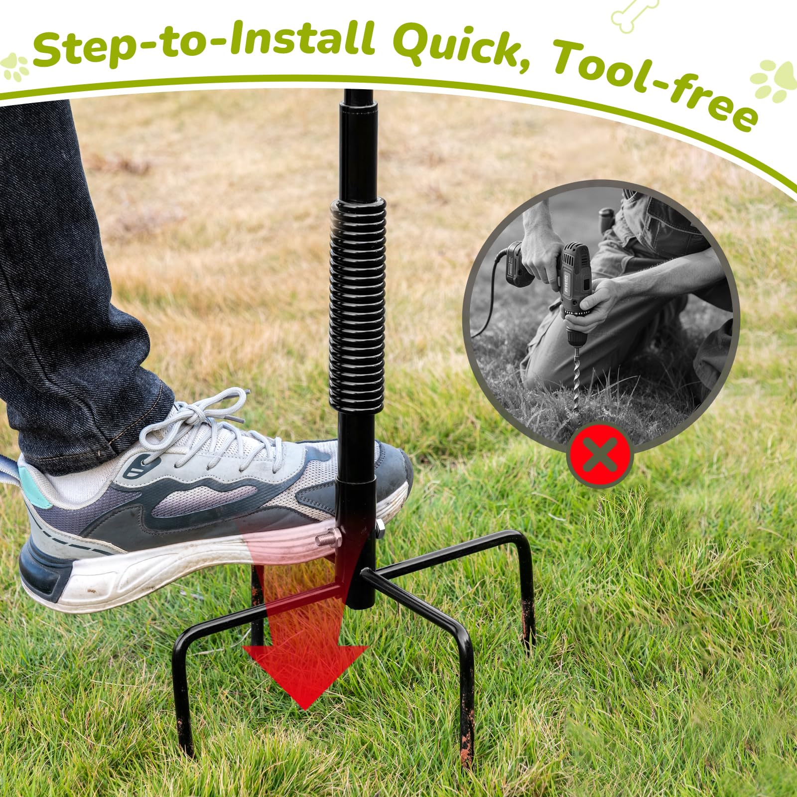 Juguete de cuerda para perros de rotación de 360°, juguete de cuerda para perros de ejercicio en patio/parque/césped, entrenamiento de perros, 3 juguetes de cuerda, 2 postes de resorte reforzados