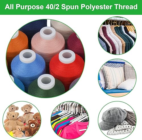 Miniatura 4 de Simthread Hilo de coser para todos los propósitos, 12 carretes tamaño 40D2, hilo de poliéster para costura, acolchado y máquina de coser, prácticos