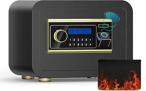 Caja de seguridad biométrica de 1.2 Cub a prueba de agua, caja fuerte para el hogar con bloqueo de huellas dactilares y teclado digital, caja de