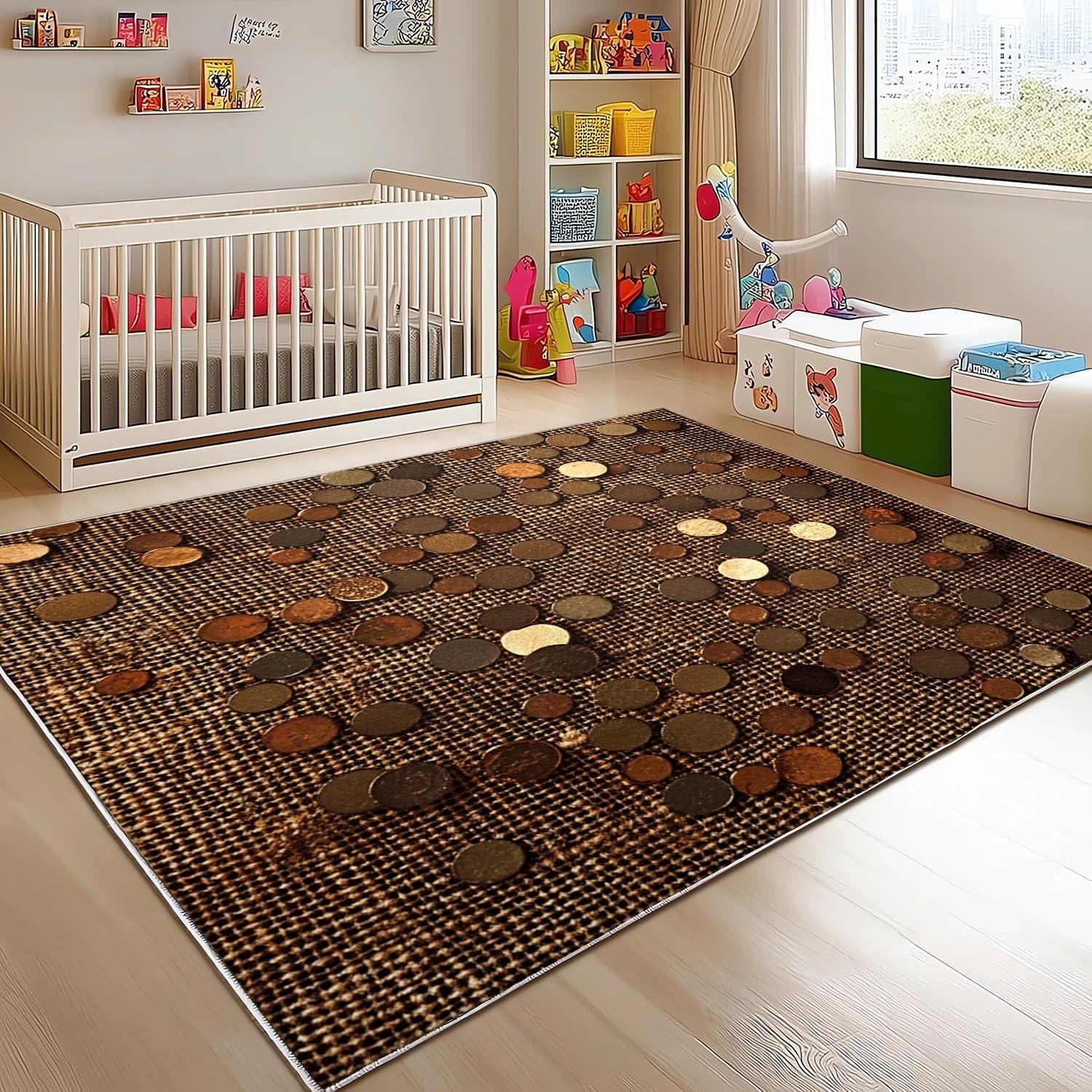 Flanelowe antypoślizgowe dywaniki do pokoju 140 x 200 cm brązowe cekiny, sztuka miękka nieblaknąca, brązowa pościel dywaniki do wnętrz do salonu, sypialni, jadalni