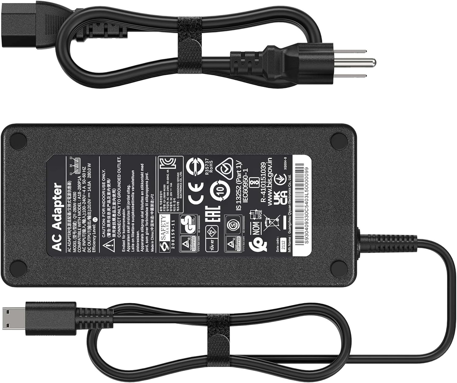 280W Laptop Charger Compatible with MSI Creator Z17 Z16 Raider GE66 GE78 GE76 GE68,14A/20V AC Adapter Compatible with Vetor 16 17 Stealth 18 MSI GP76 WE76 GP66,A18-280P1A Laptop Power Supply