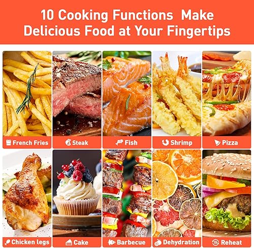 Miniatura 4 de GLUCK Horno freidora de aire, horno freidora de aire 10 en 1 de 20 cuartos de galón con ventana de cocción visible, combo de horno tostador grande