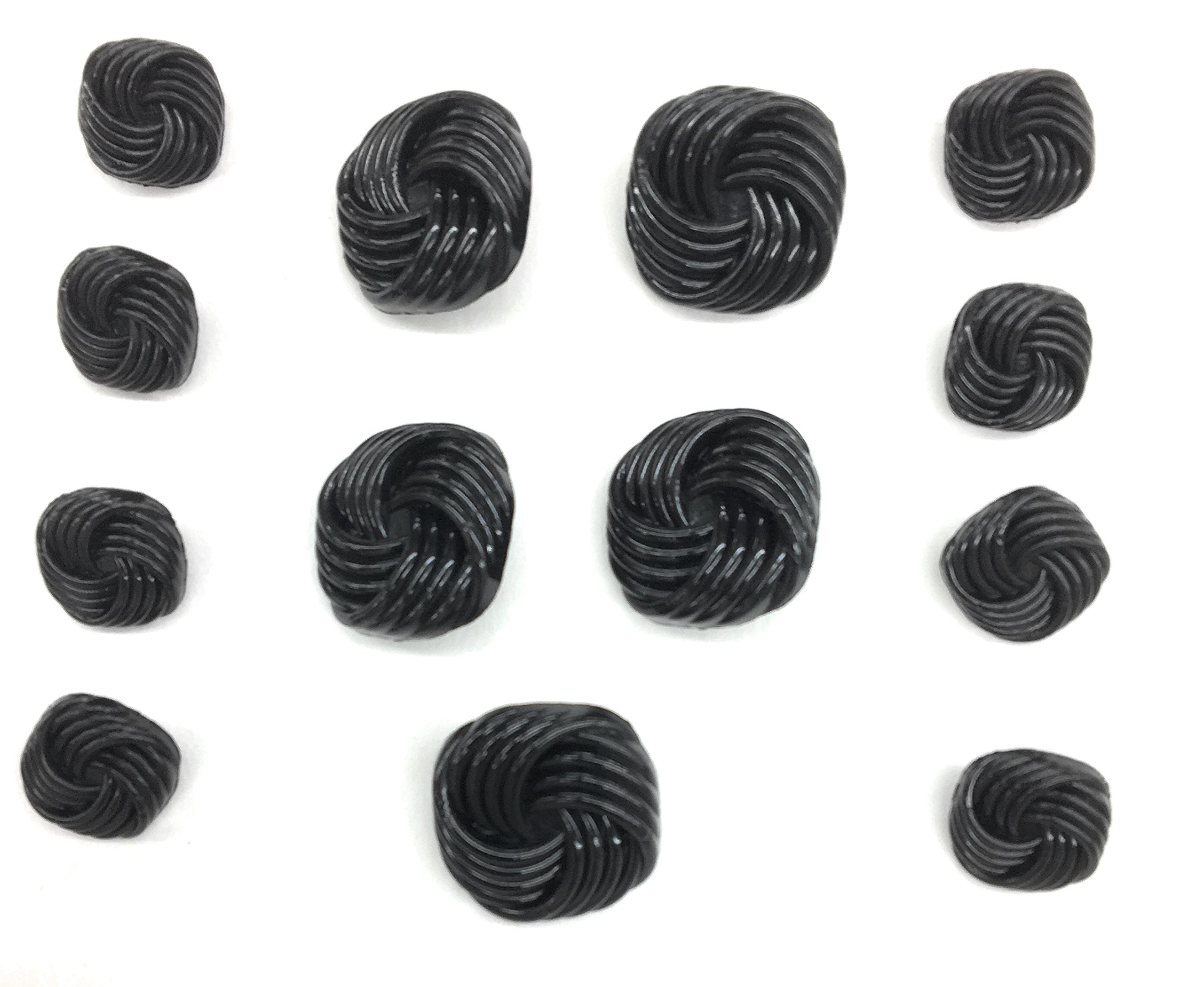 Spiral BLACK BUTTON SET ~ For Blazer, Suits, Sport Coat, Uniform, Jacket , Dresses 13 Pc.