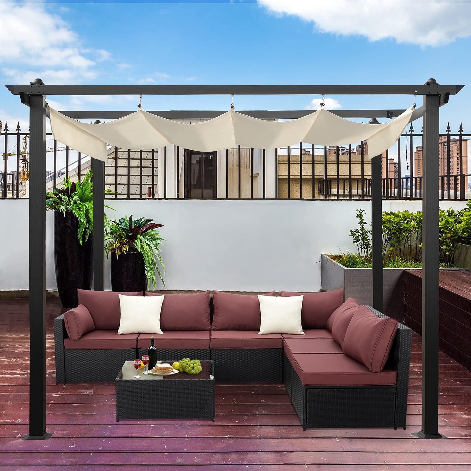 Buy AVAWING 10x10 Outdoor Pergola, Retractable pergola Canopy Garden