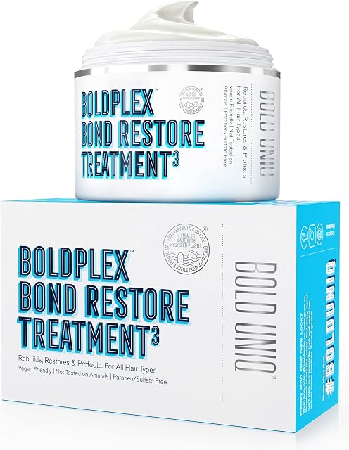 BoldPlex 3 Bond Repair Hair Protein Treatment Mask for Dry Damaged hair - Hydrating & Conditioning for Curly, Coloured, Frizzy, Broken or Bleached Hair. Paraben & Sulphate free. Vegan & Cruelty Free