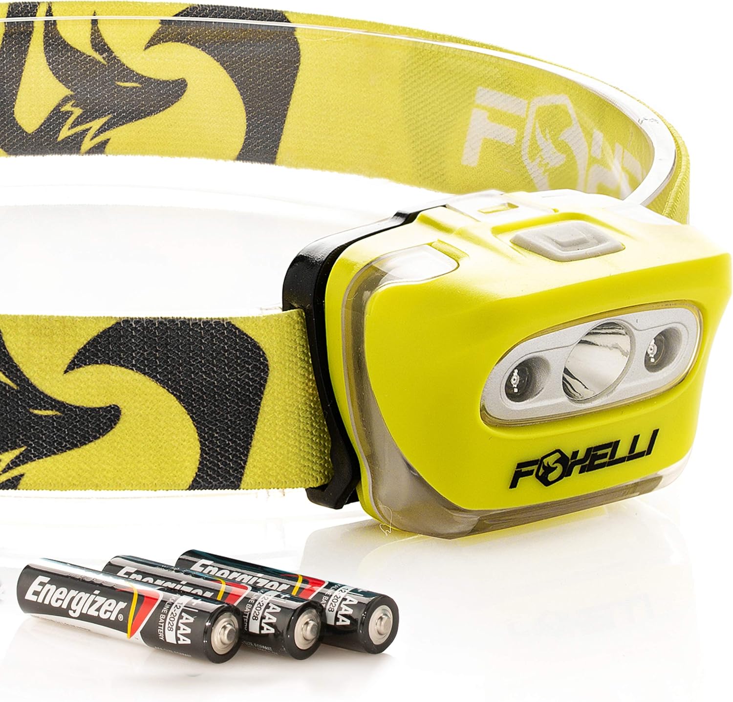 Foxelli Headlamp Flashlight - Super Bright, Lightweight Head Lamp, Comfortable Headband, Perfect for Runners, 3 x AAA Batteries Included: Sports & Outdoors