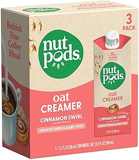 nutpods Oat Cinnamon Swirl Coffee Creamer - Unsweetened Oat Milk Creamer - Nut-Free Non Dairy Creamer - Keto, Gluten Free, Non-GMO, Vegan, Sugar Free, Kosher (3-Pack)