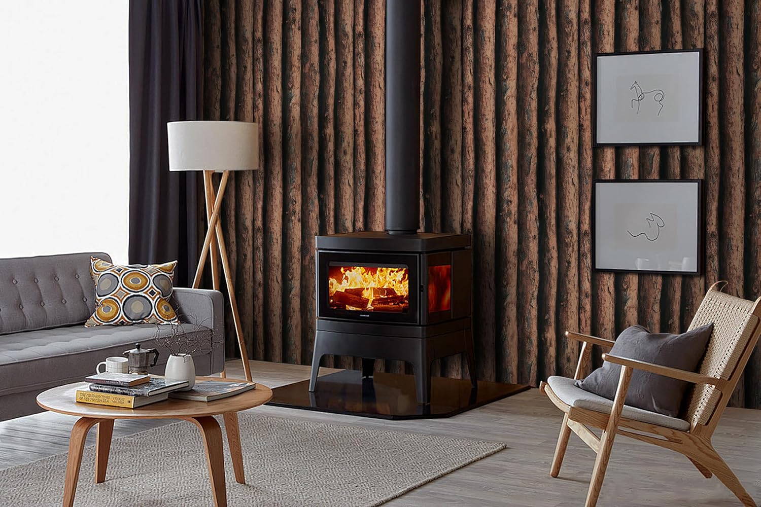 Kitico Wood Wallpaper Peel and Stick Wallpaper 17.3"X394" Faux Wood Removable Brown Wood Contact Paper Self Adhesive Wall Paper for Bedroom Living Room Waterproof