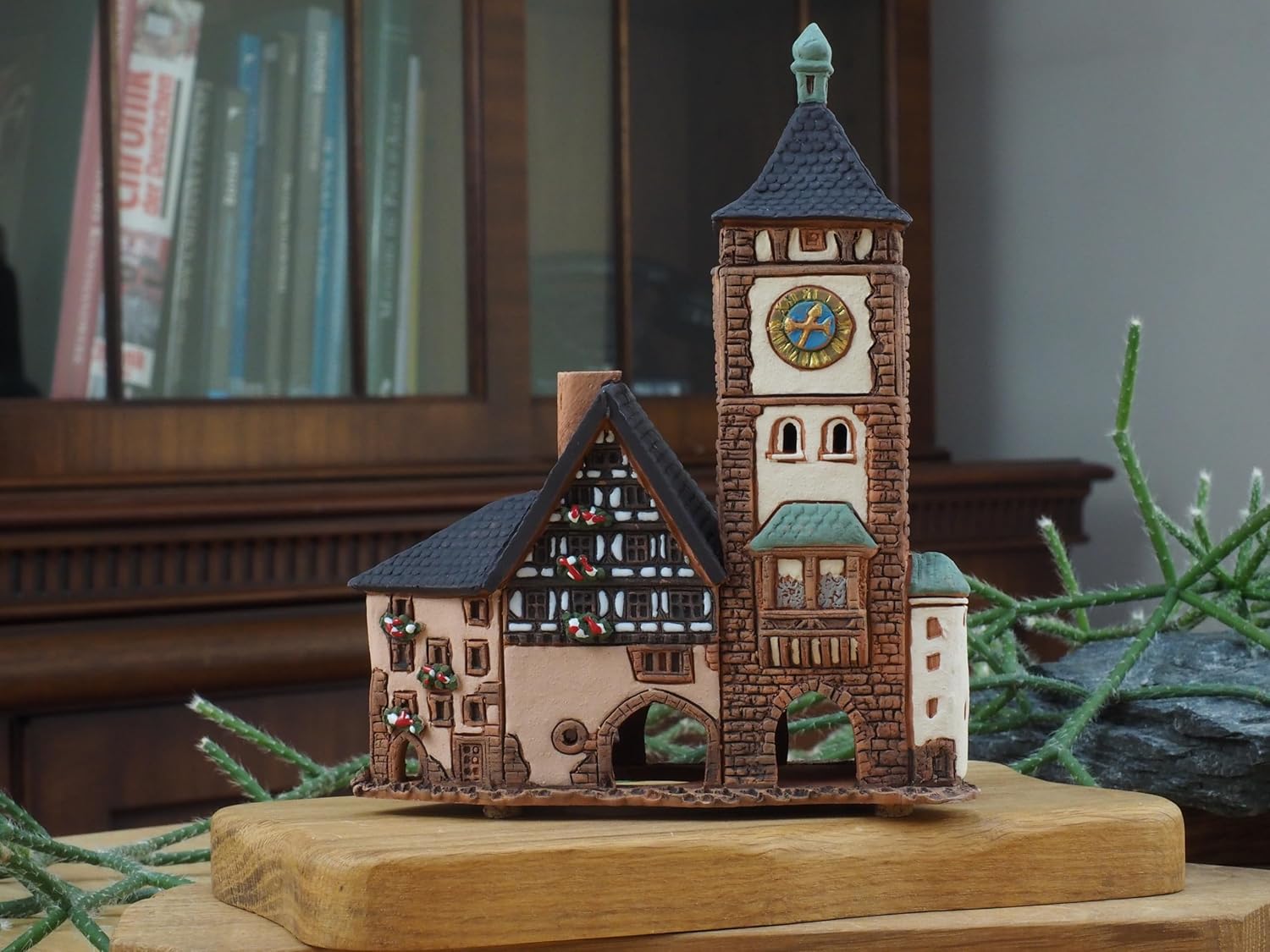 Ceramic Villages and Houses Collection - Collectible Miniature of Historic Schwabentor in Freiburg, Germany - Cone Incense Holder R347