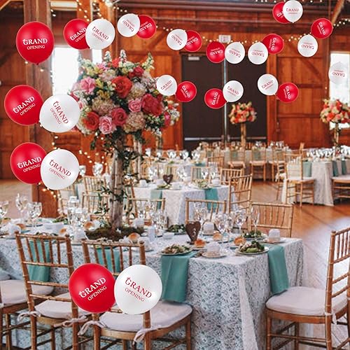 Miniatura 5 de 60 globos de gran apertura de 12 pulgadas, globos de látex de doble cara para celebrar negocios, con 3 cintas blancas para decoración de ceremonias