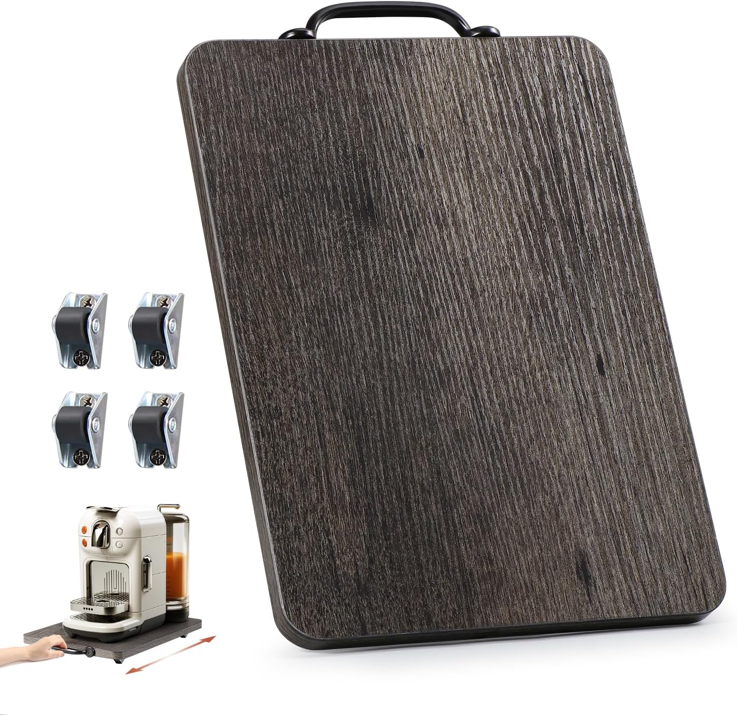 Coffee Maker Sliding Tray with Wheels – Deep Gray (9.5″x13″)