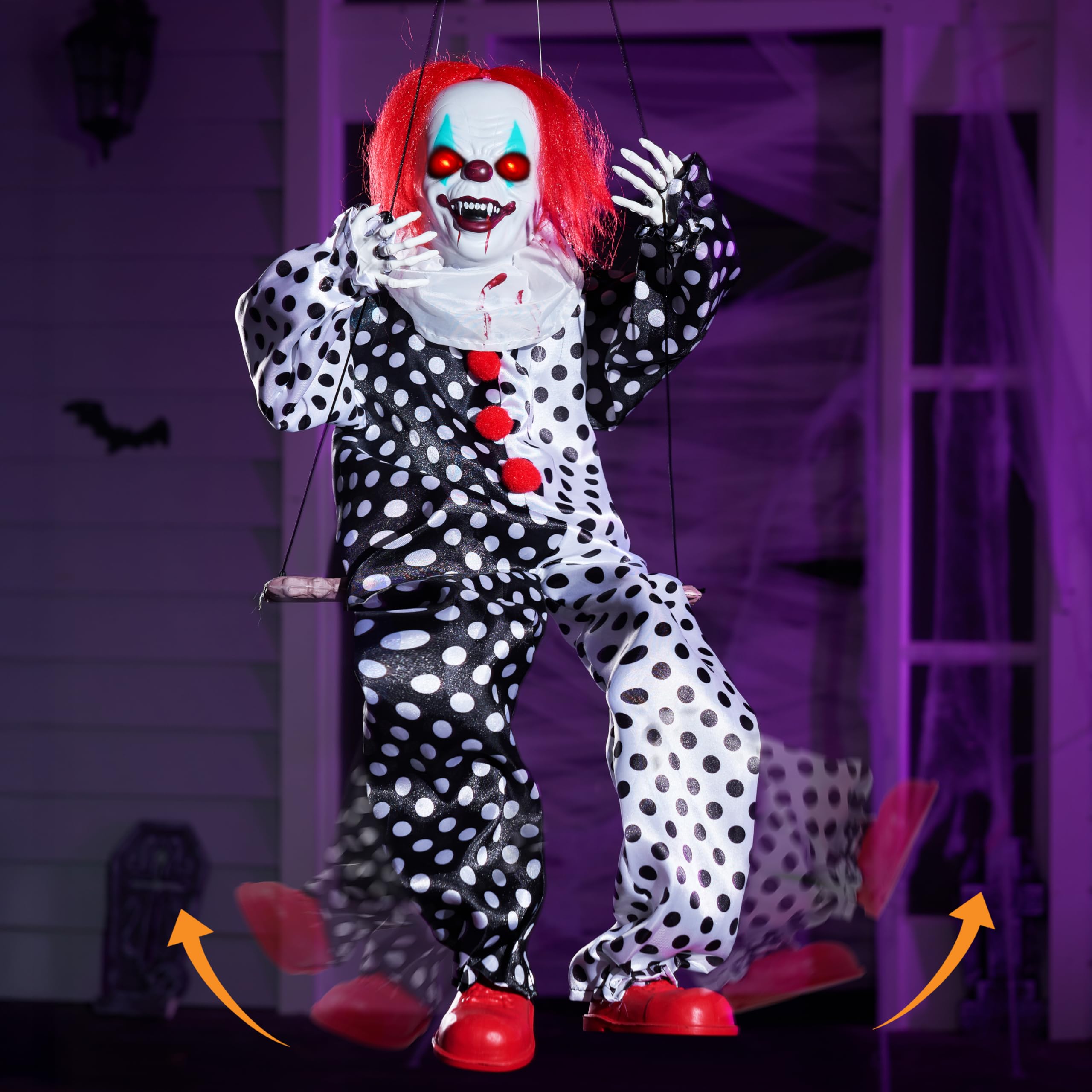 JOYIN Decorazioni Animatronic da appendere per Halloween, 78,7 cm, fantasma oscillante attivato dal suono con occhi luminosi, suono spaventoso e corpo in movimento, forniture per feste per oggetti di