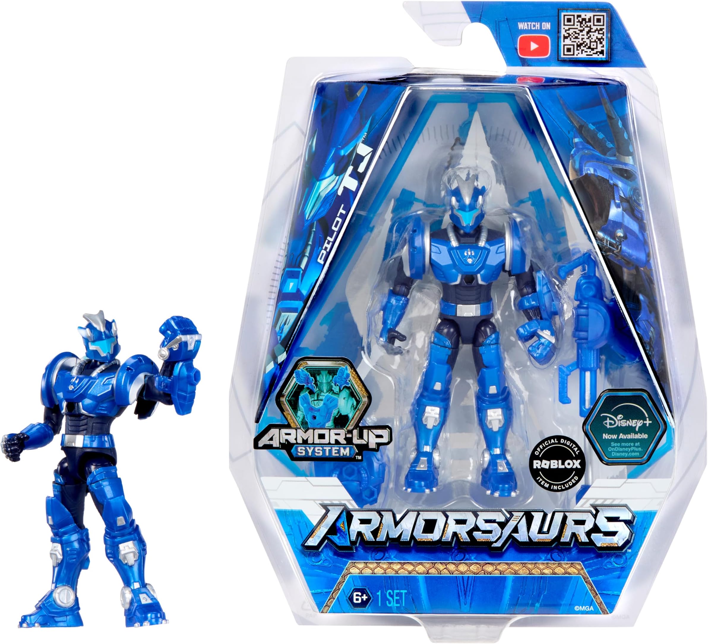 Triceratops Pilot TJ - 9.5cm Poseable Action Figure with Interchangeable Armour Pieces and Transforming Accessory, Suitable for Children Ages 6+