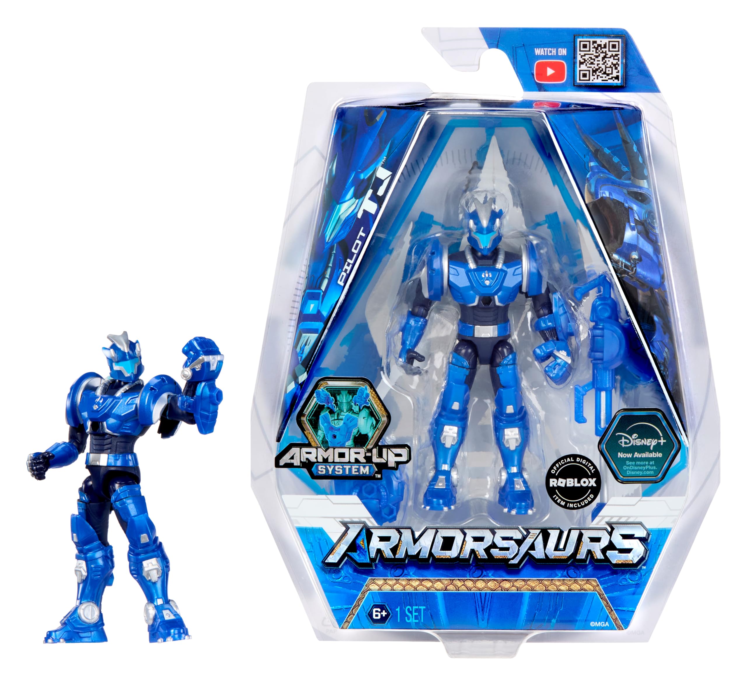 Armorsaurs Triceratops Pilot TJ - 9.5cm Poseable Action Figure with Interchangeable Armour Pieces and Transforming Accessory, Suitable for Children Ages 6+ — image 1